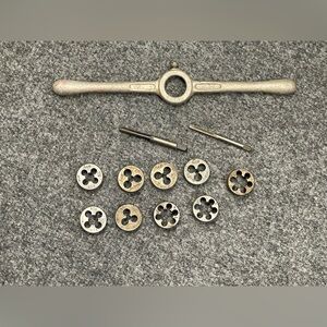 Vintage Metal Tap and Die Set with Handle